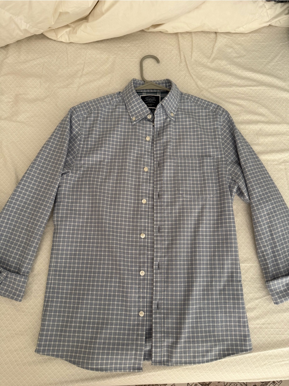 Charles Tyrwhitt Blue Windowpane Check Button-Down Shirt